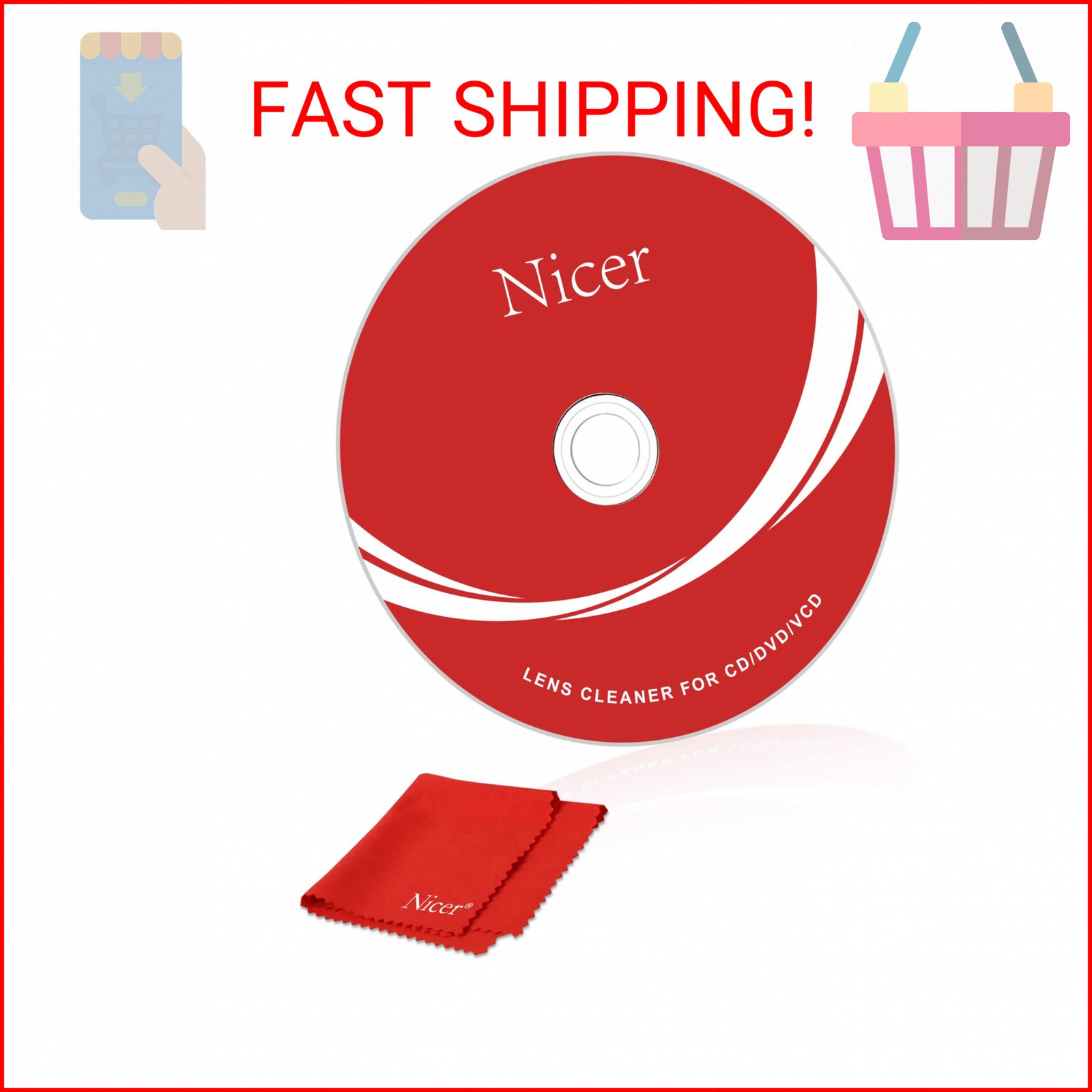 Nicer CD/VCD/DVD Player Cleaner Kit, Laser Lens Cleaning Disc with Double Brush