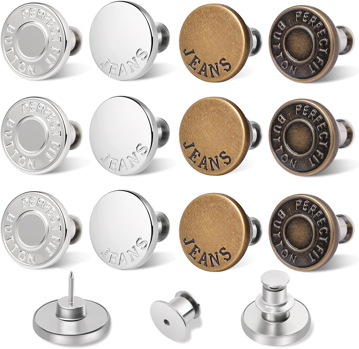 Ceryvop 12 Set Buttons Pin for Loose Jeans, Jeans 17mm x 15mm, Multicolor