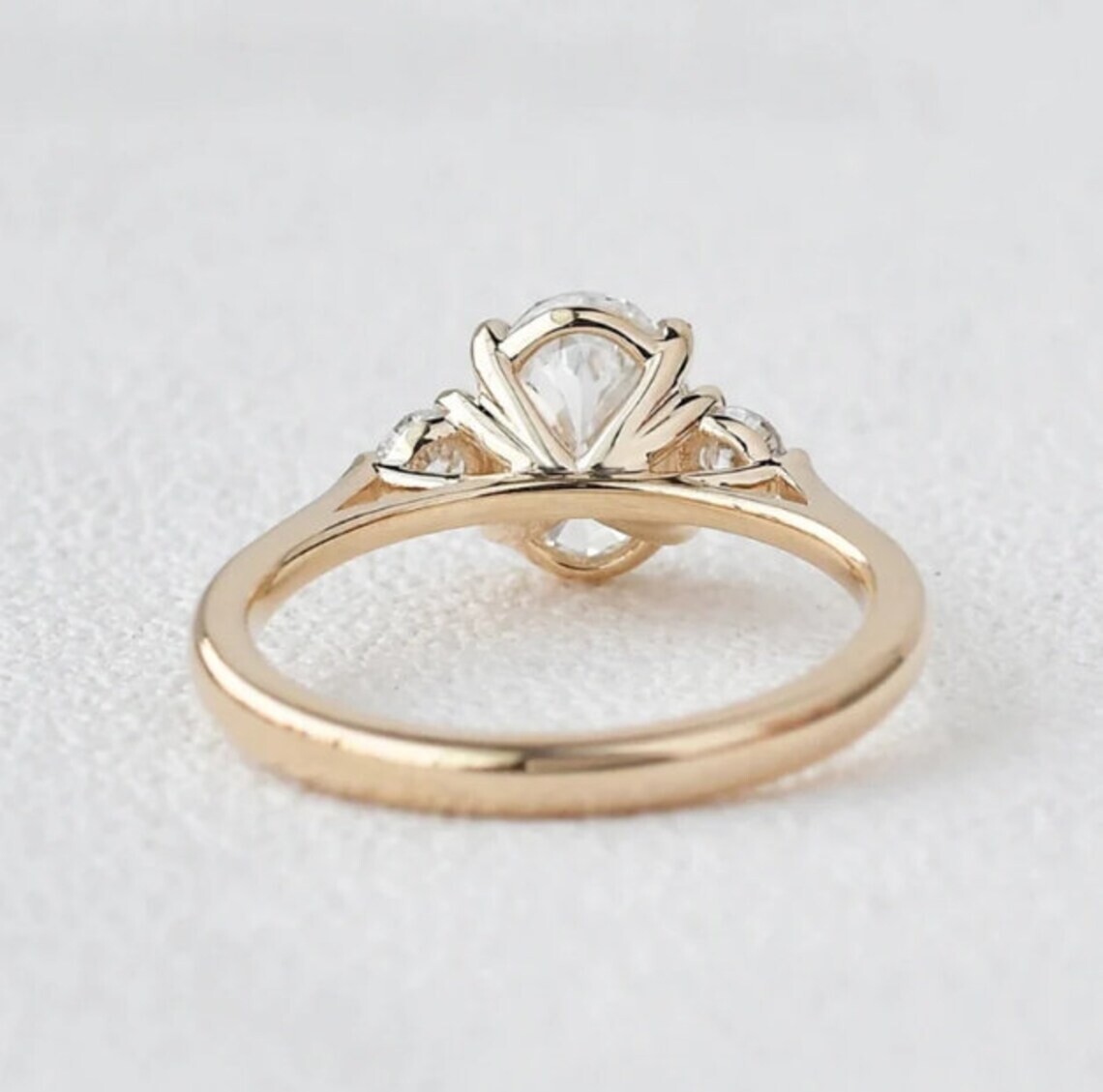 3.60 Ct Oval Cut White Diamond Lab-Created Engagement Ring 14K Yellow Gold Over
