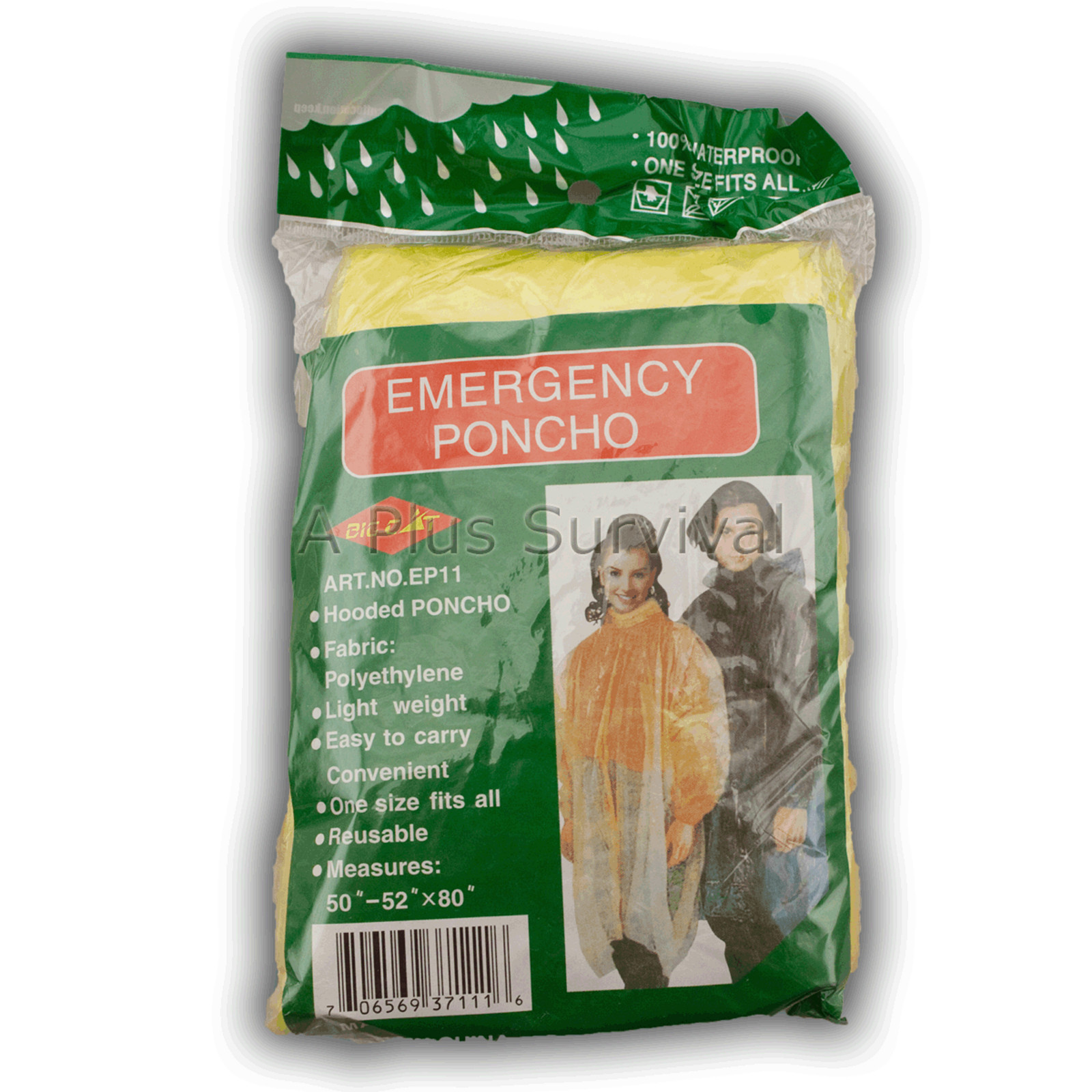 Lot of 3 Yellow Emergency Hooded Survival Poncho 4 Kits