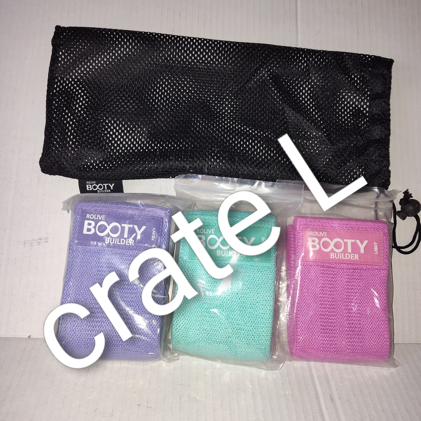Rolive Booty Builder Resistance Bands Set of 3 – Heavy Medium Light w/ Carry Bag
