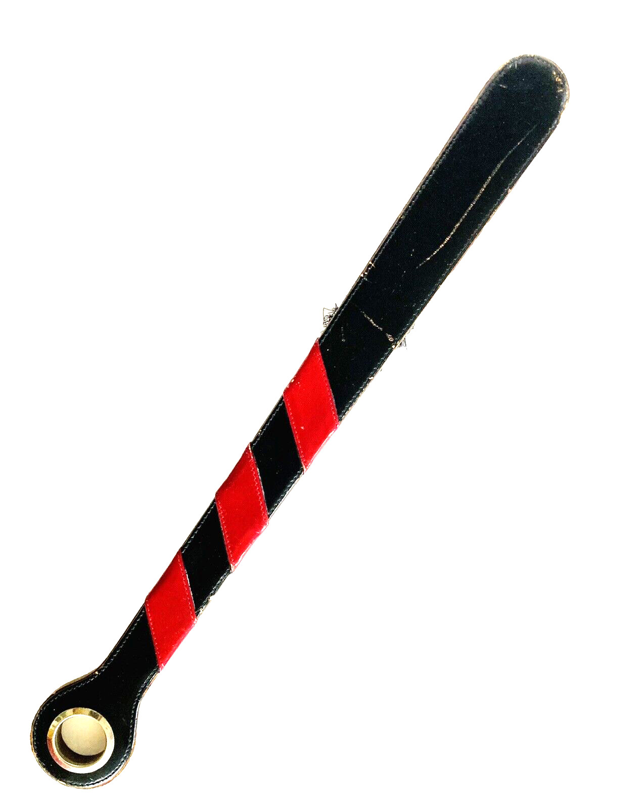 Leather Hand Brush Paddle Red Black Wood Handle Boots Kink Barber Pole Grommet