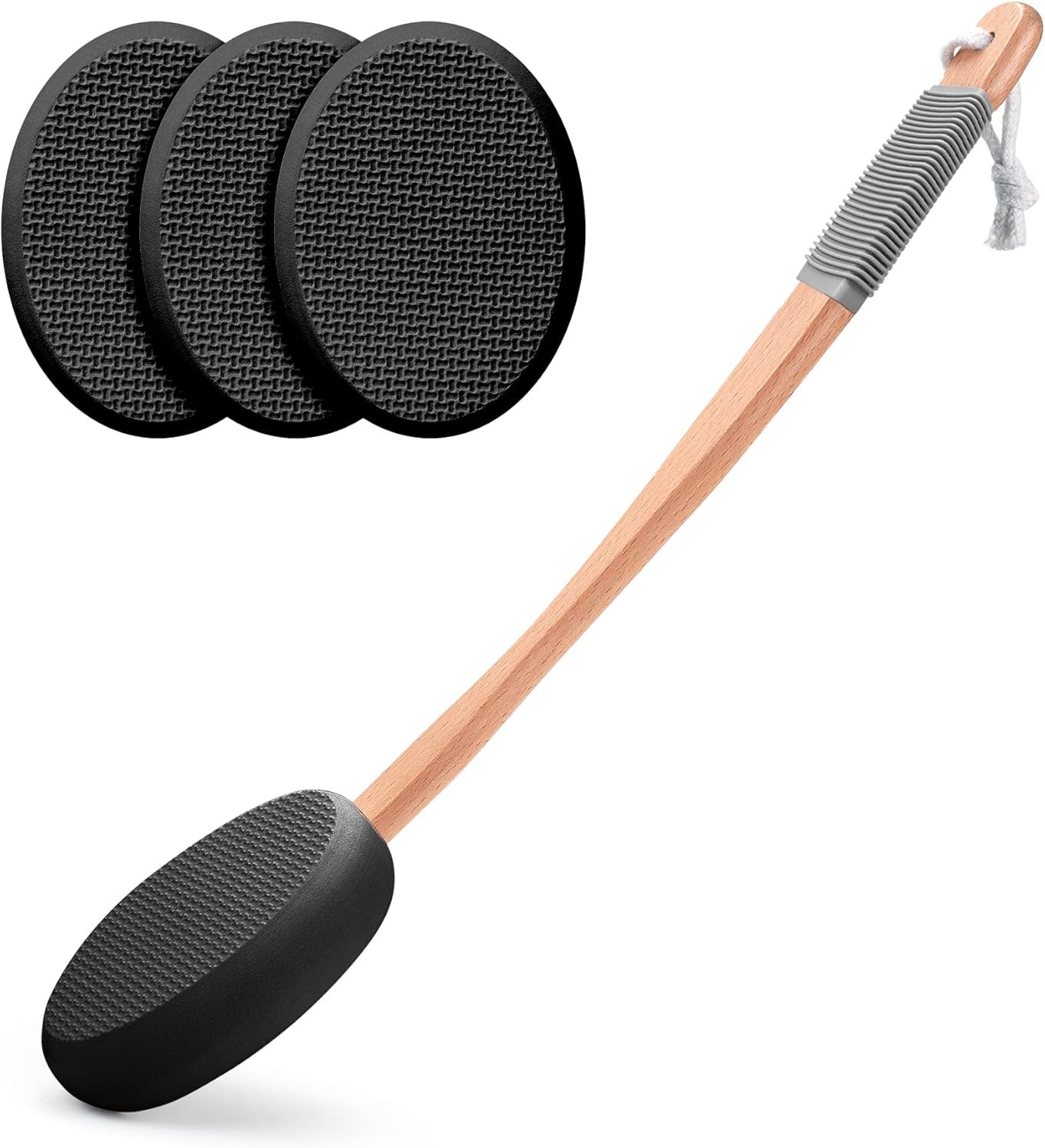 AmazerBath Lotion Applicator for Back, Feet, 4 Replacement Pads with Black