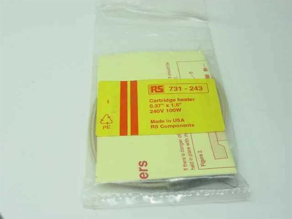 RS Components 731-243 Cartridge Heater 240V 100W 0.37" x 1.5" Made in USA