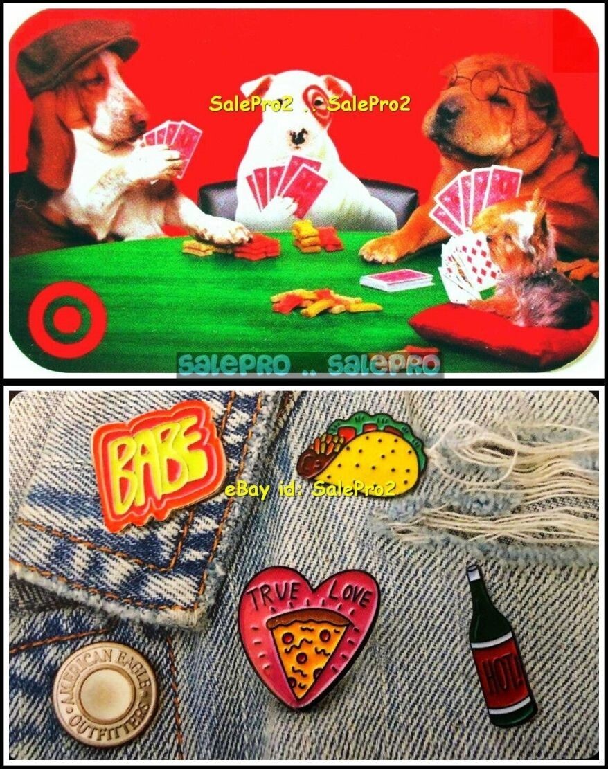 2x TARGET 2008 USA LOVE BABY DOGS PLAYING TEAXS POKER COLLECTIBLE GIFT CARD LOT