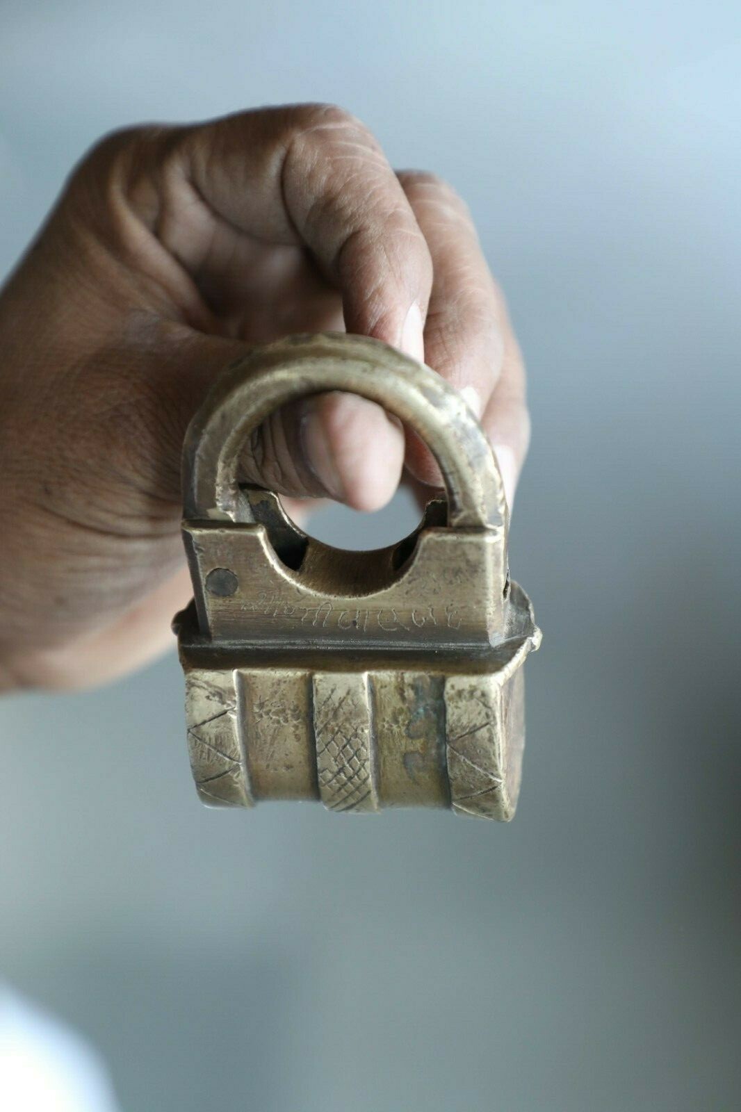 Vintage Brass Handcrafted Engraved Solid Heavy Screw System Padlock