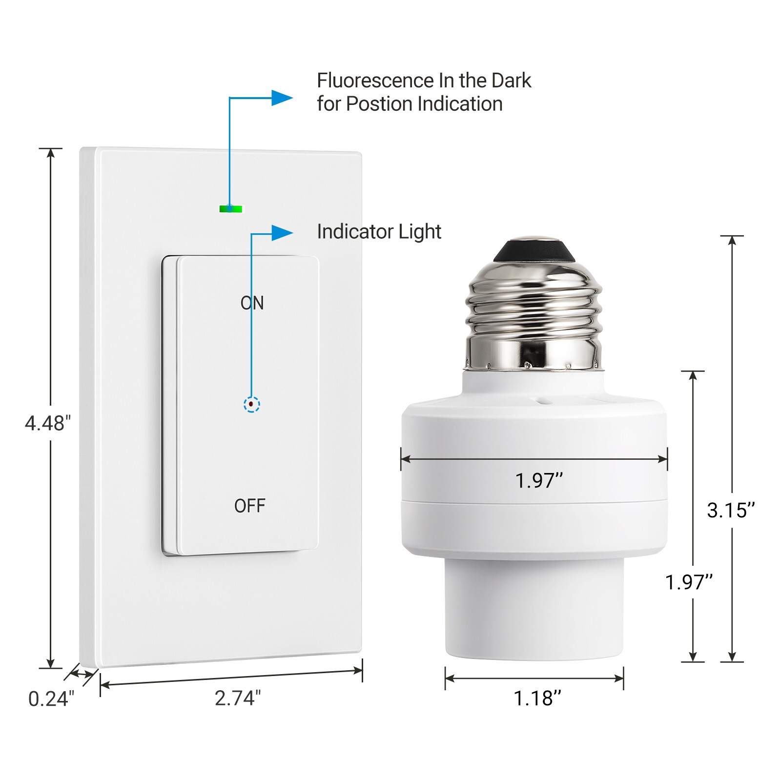 DEWENWILS Remote Control Light Socket E26 E27 Bulb Base, Wireless Light Switch