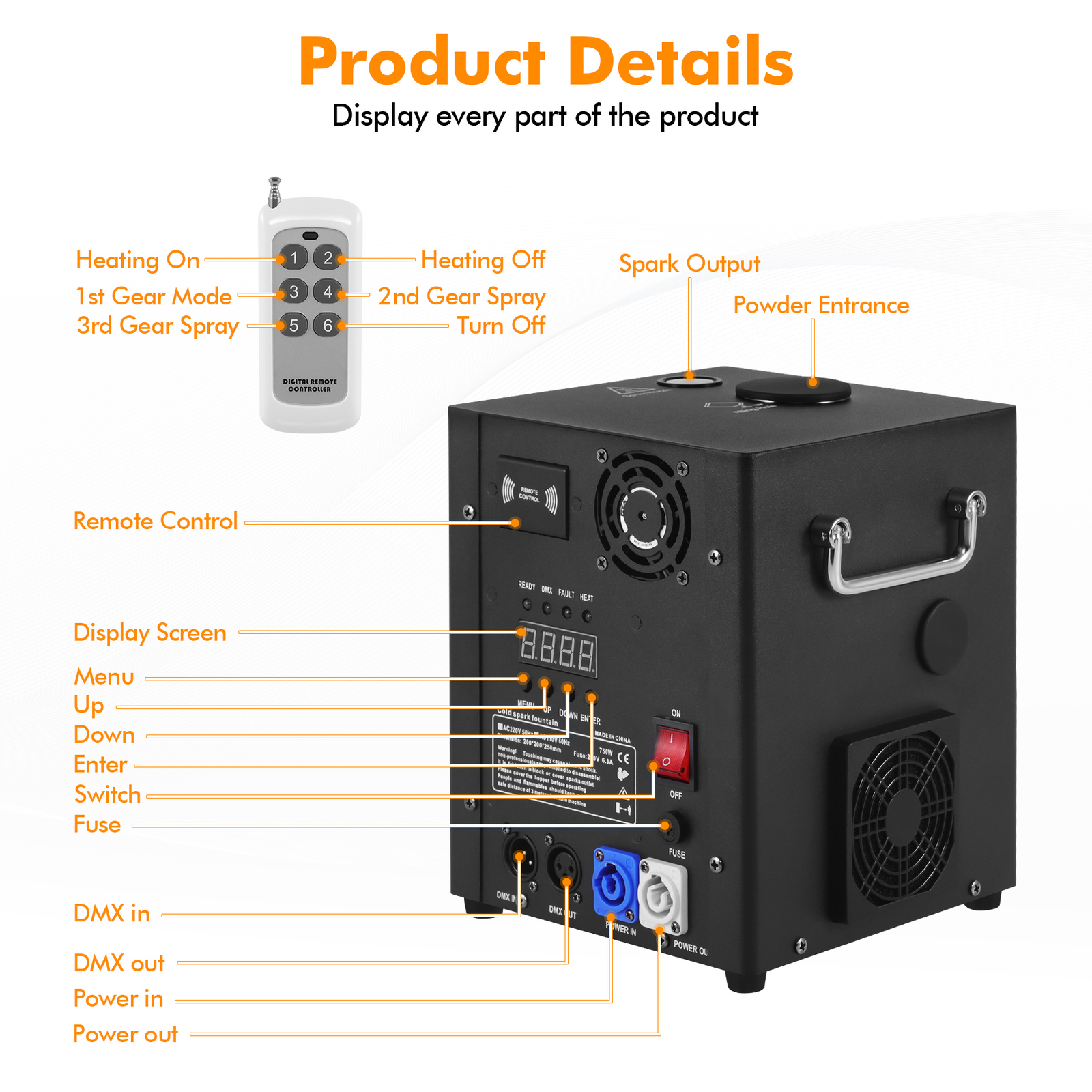 750W Cold Spark Machine Firework Machine DMX DJ Wedding Stage Effect Machine