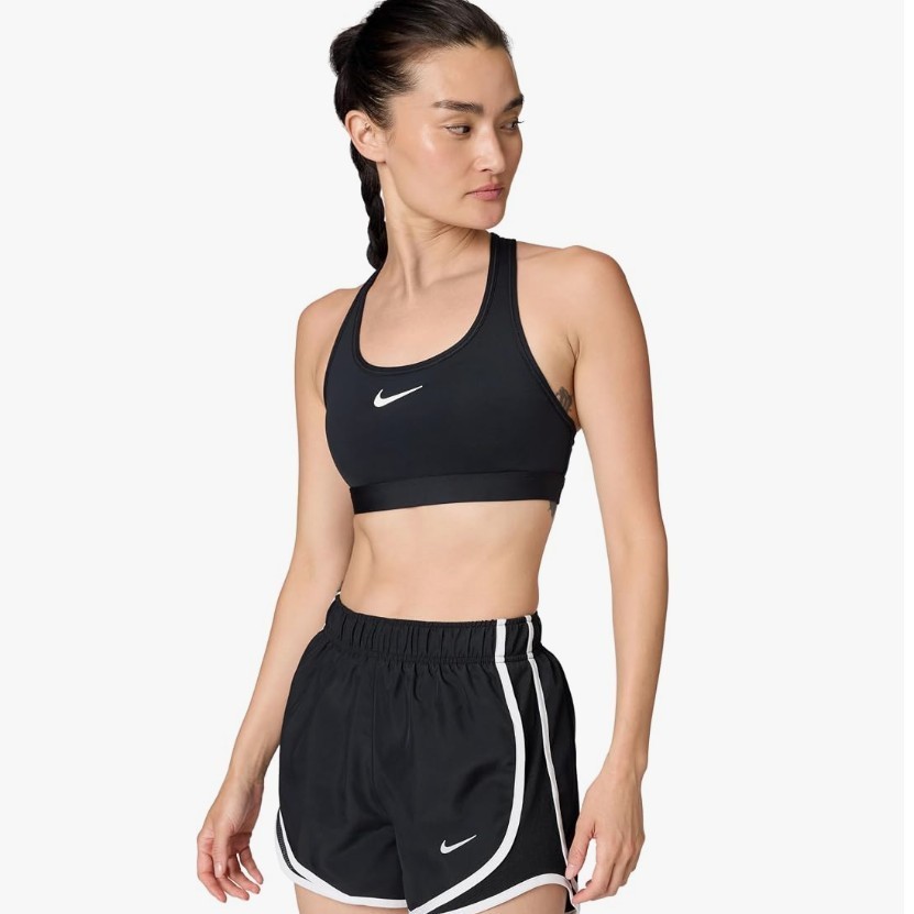 New Nike Women's Swoosh Sports Bra Medium Support Black/White DX6821-010 MEDIUM