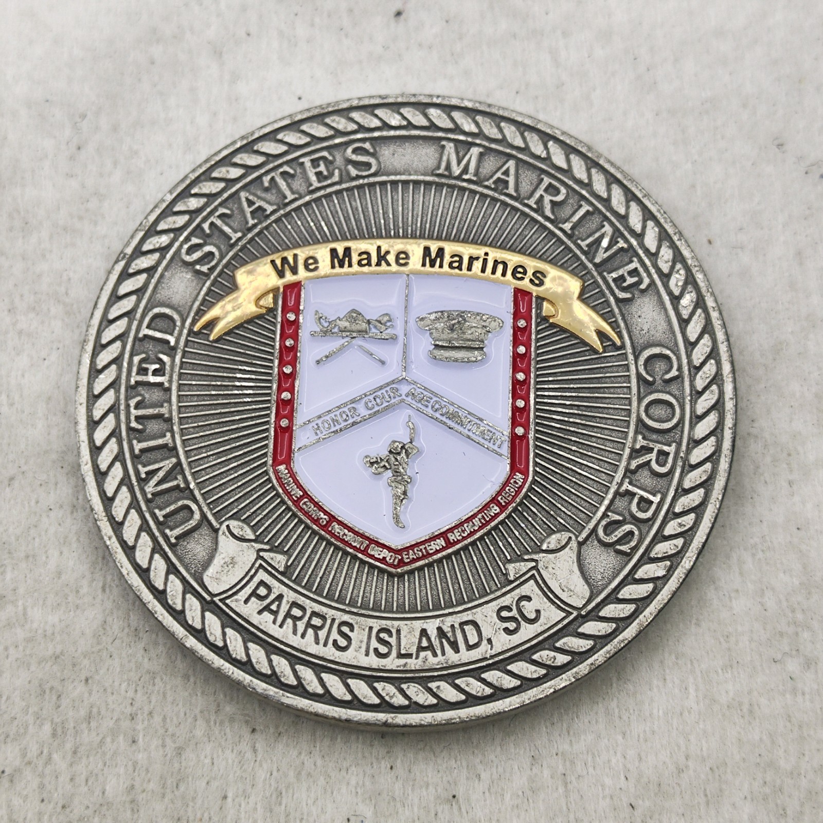 USMC Recruit Depot Eastern Recruiting Region Parris Island, SC Challenge Coin