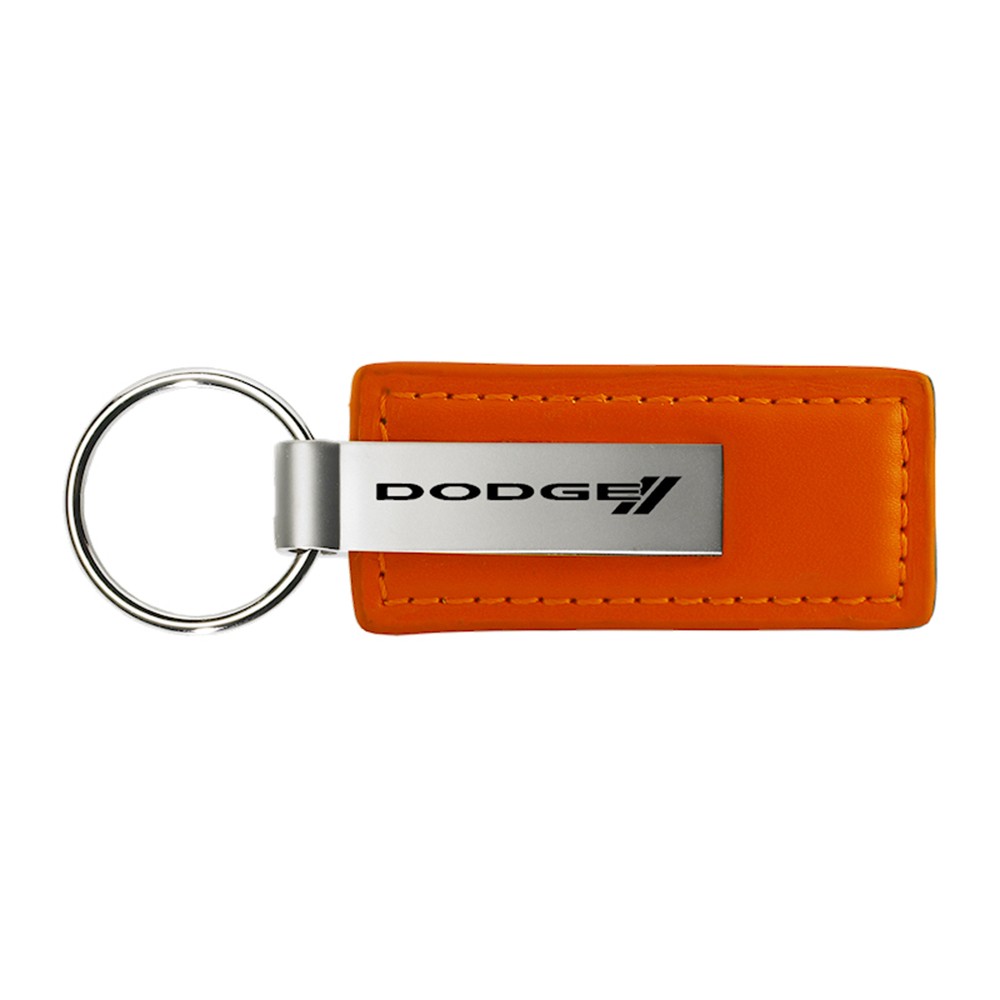 Licensed Orange Leather Keychain Stripe for Dodge - AUGD4694
