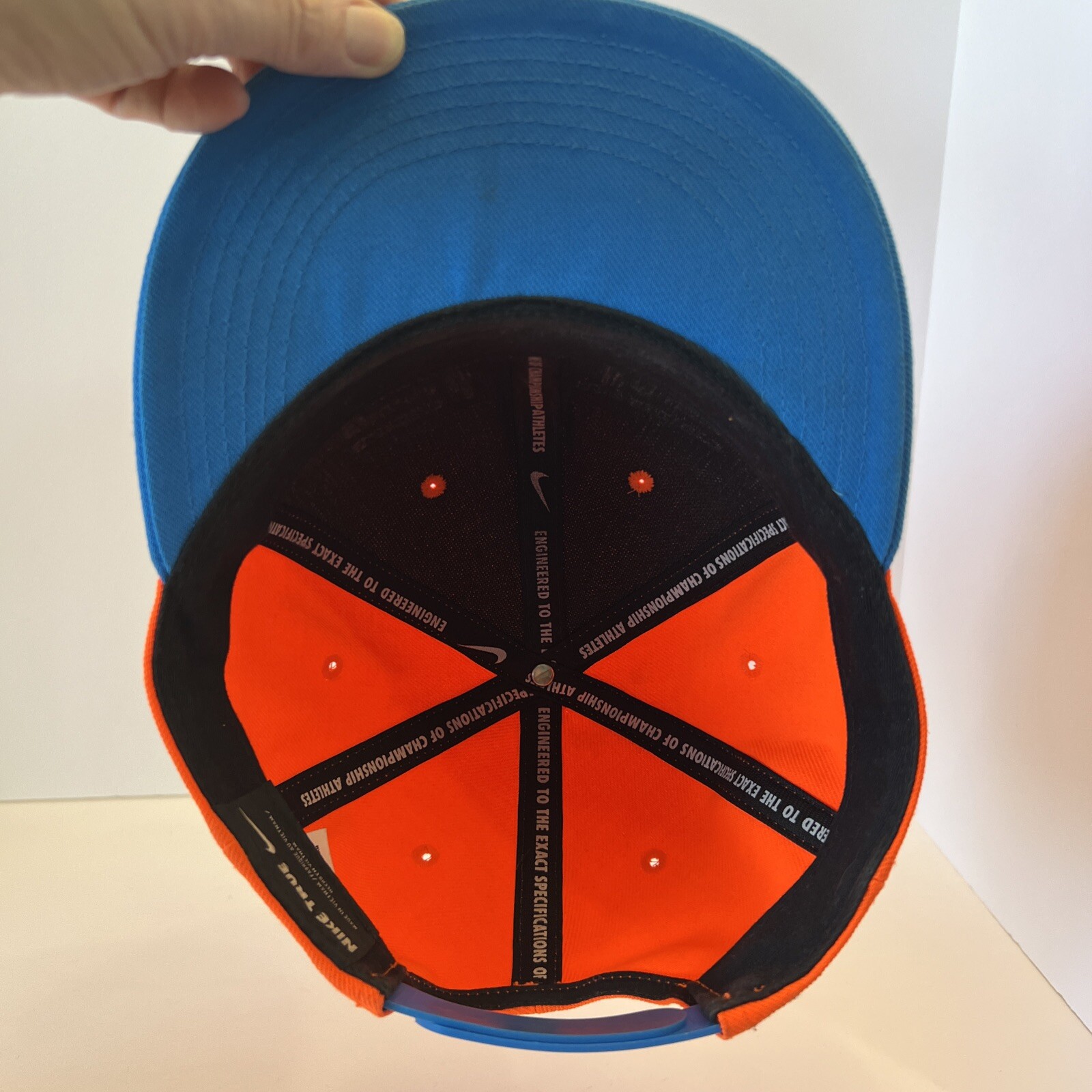 ELITE Orange w Bright Aqua Nike True Hat Cap Snapback Polyester EUC