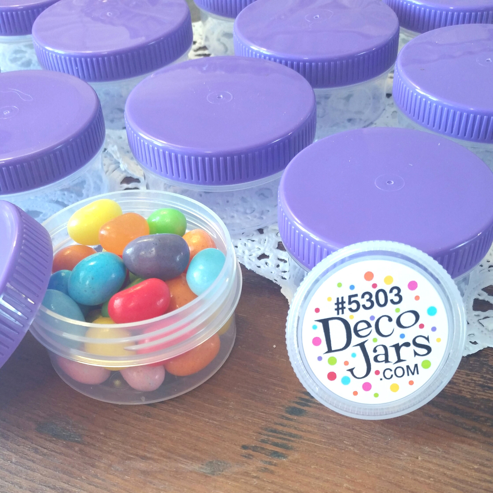 10 JARS Wide Mouth 1 oz Container Plastic Bottle PURPLE Screw Cap 5303  DecoJars