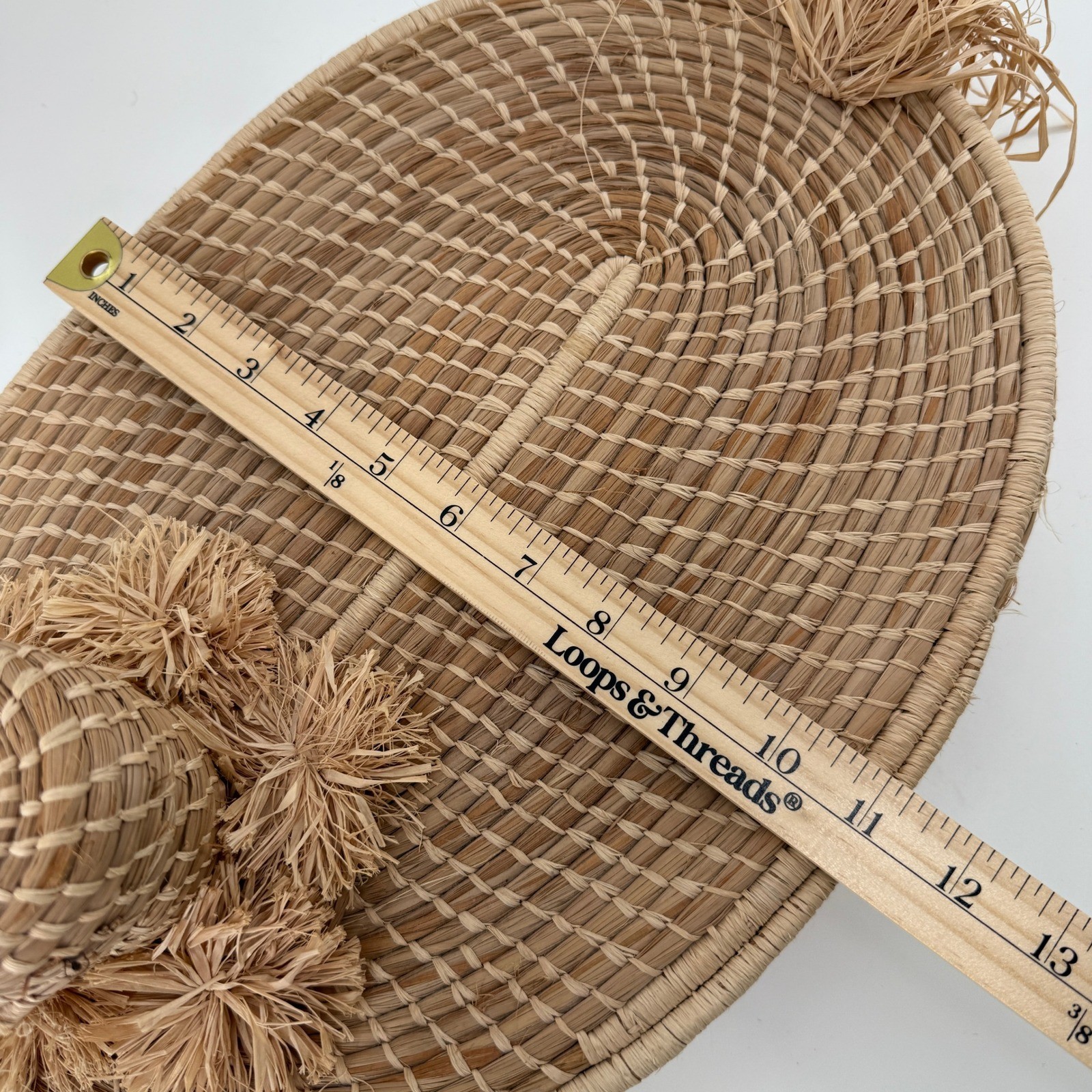 Vintage Woven Duck Basket w/ Lid + 4 Nesting Trays/Placemats Boho Decor