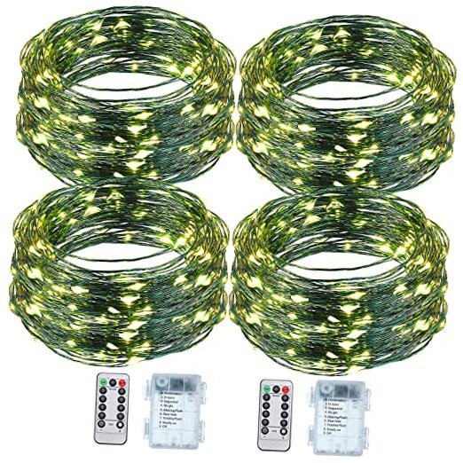 Pack Christmas Fairy String Lights Outdoor Green String 33ft 4 Warm White