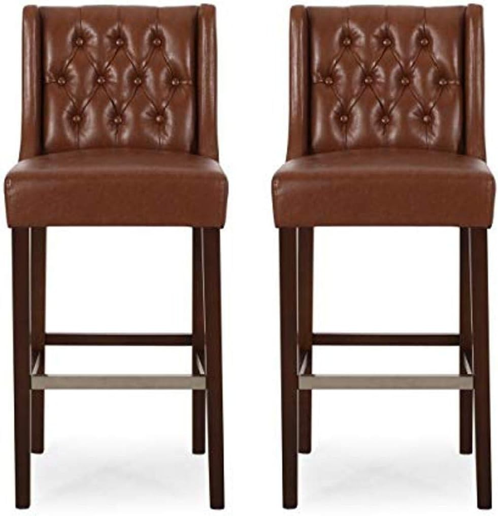 Christopher Knight Spencer Wingback Barstools Set of 2 Cognac Brown Espresso