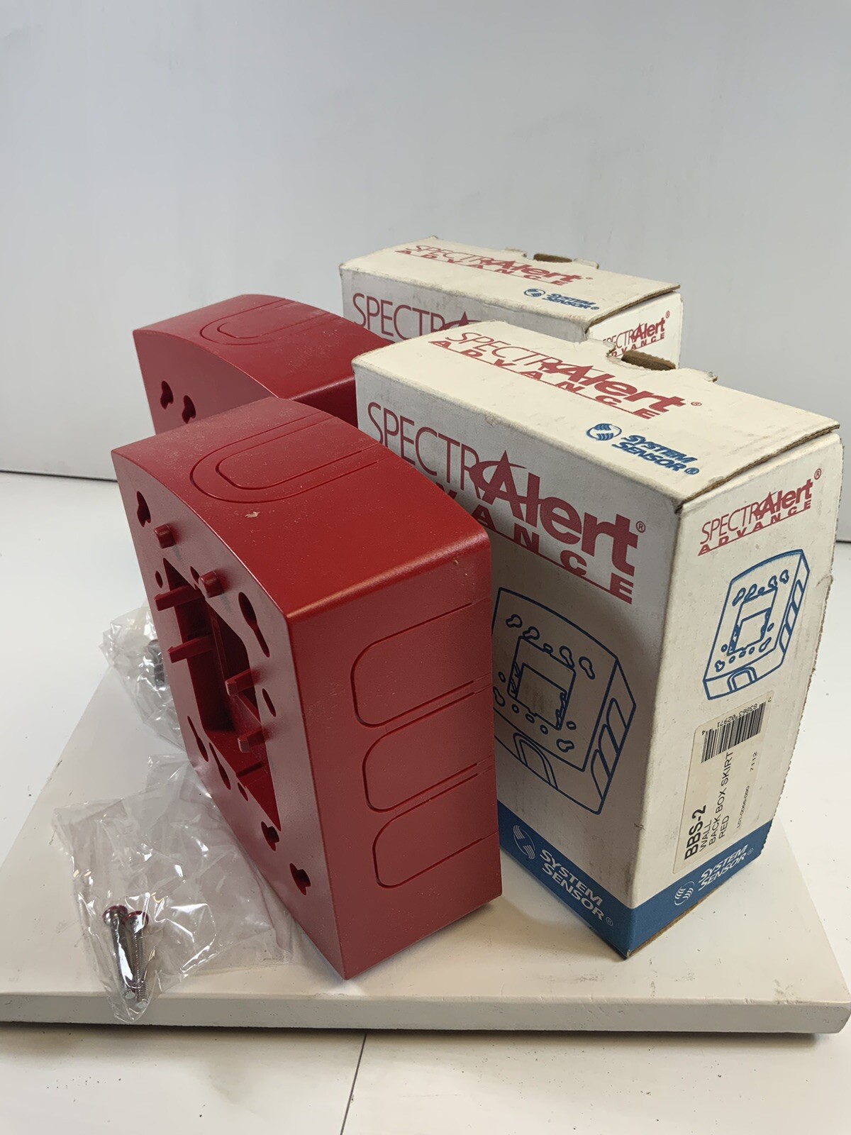 (2) System Sensor BBS-2 SpectraAlert Surface Mount Red Fire Alarm Box Skirt