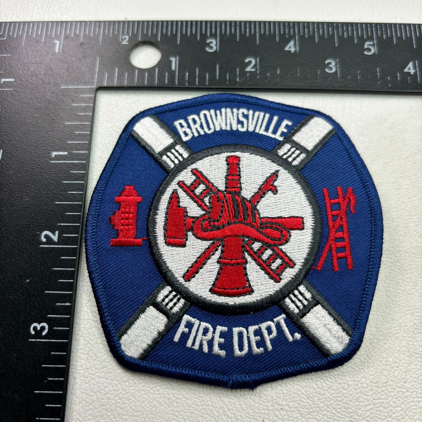 BROWNSVILLE Fire Department Patch (Firefighter Hook & Ladder) 44MY