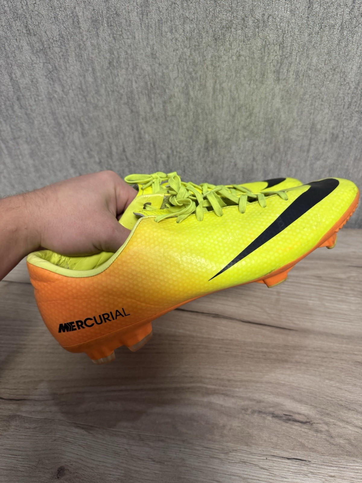 Nike Mercurial Victory Neon Yellow And Orange Soccer Cleats Size 11 Rare Vapor