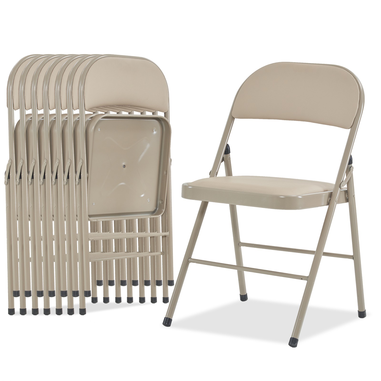 6pcs Elegant Foldable Iron & PVC Chairs for Convention & Exhibition Light Brown