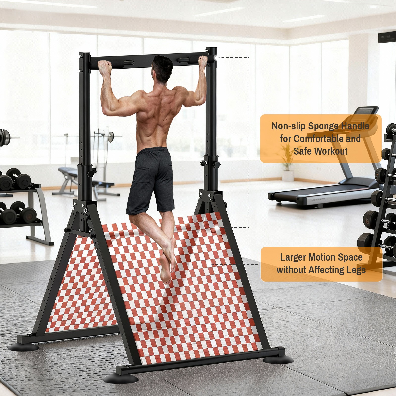LEASBAR Power Tower Pull Up Bar Stand, Adjustable Height Pull Up Dip Station