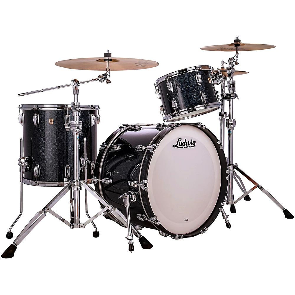 Ludwig Classic Maple 3-Piece Fab Shell Pack W/ 22" Bass Drum Hybrid Black Sprkle