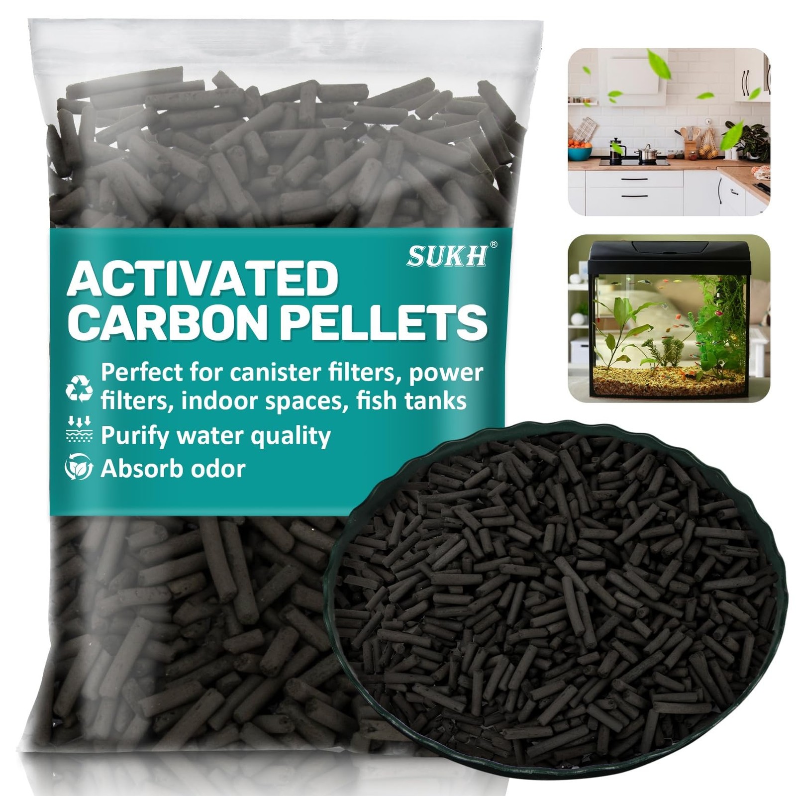 Sukh Activated Carbon Pellets - Activated Charcoal Bulk Carbon for Aquarium C...