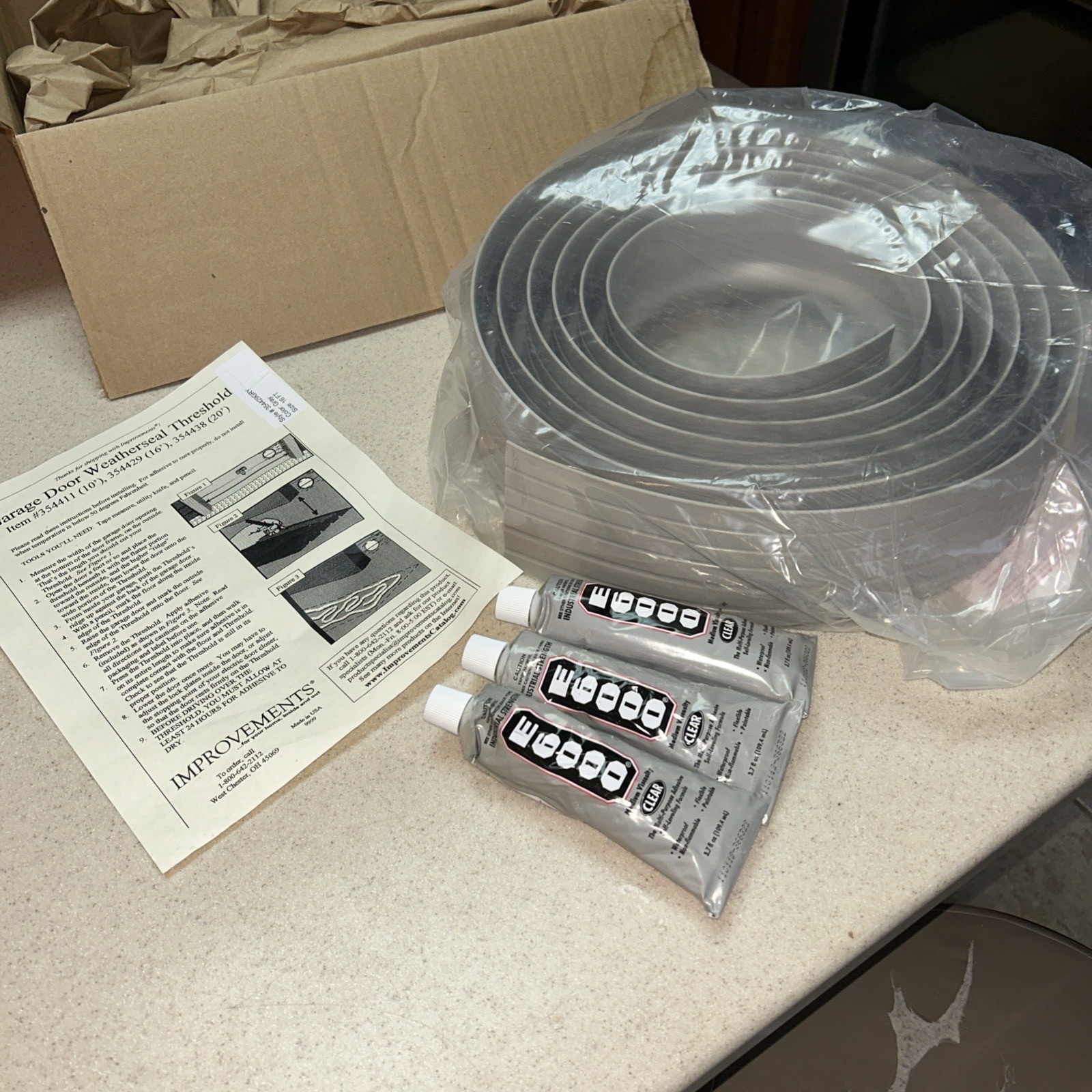 High Quality Garage Door Threshold Kit Gray 16 Ft (w/ Glue) In Original Box