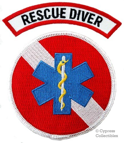 LOT of 2 RESCUE DIVER PATCH - SCUBA EMT/EMS/Paramedic EMBROIDERED IRON-ON DIVE