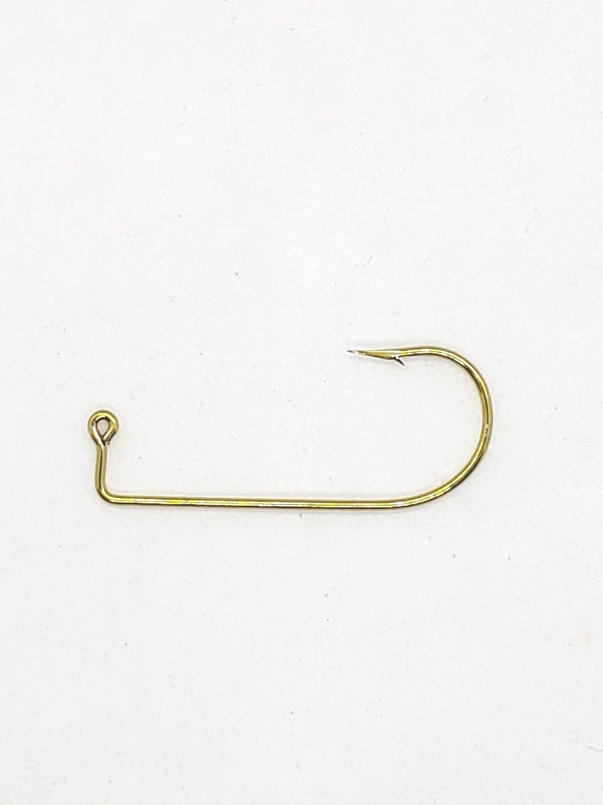 100 MUSTAD 32570BE BLOND - GOLD ROUND BEND 90 DEGREE JIG HOOKS Sz #12 Thru #4/0