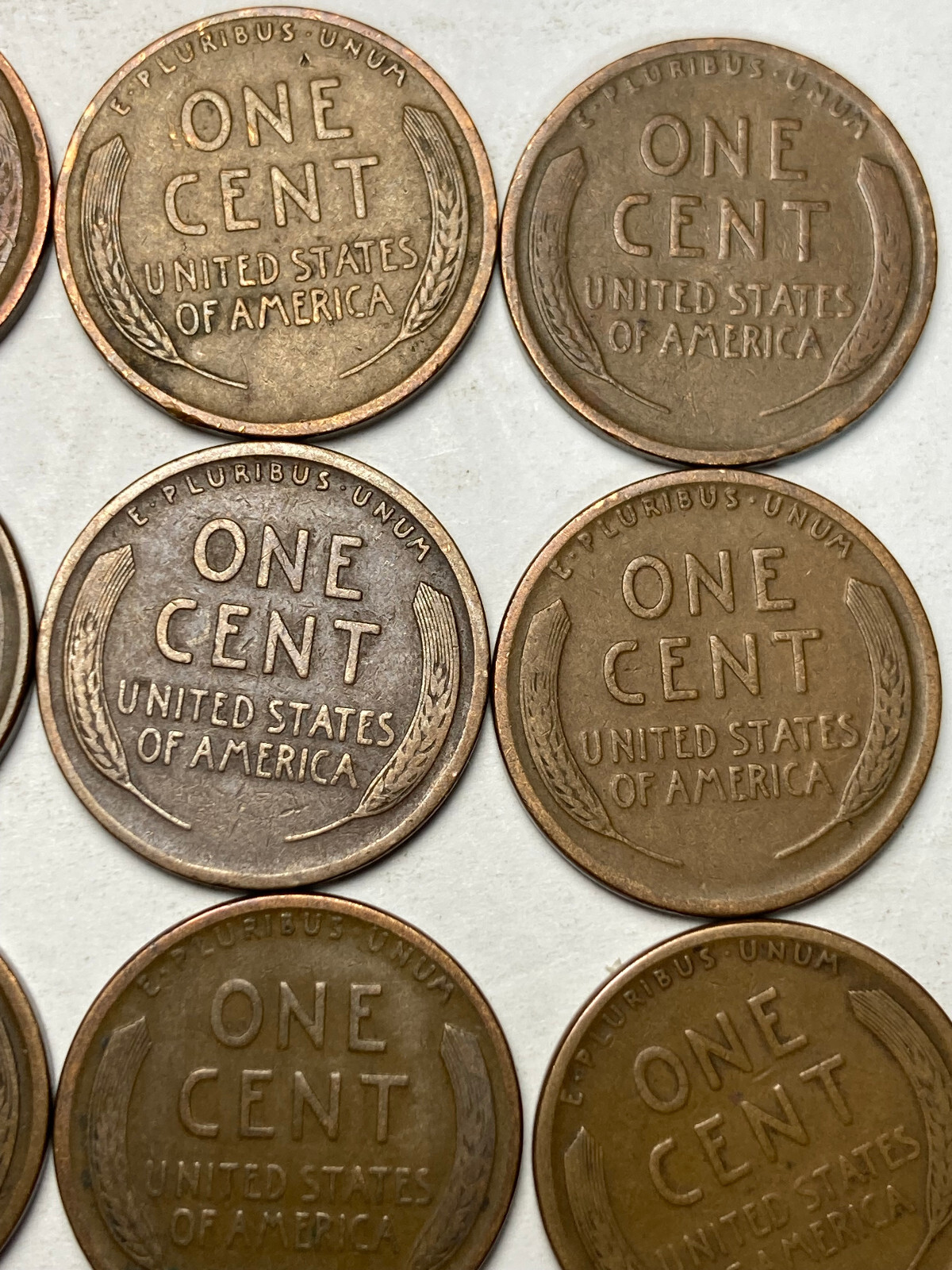 1916-PDS---1919-PDS LINCOLN WHEAT CENT PENNY LOT, 12 COINS, ALL FINE!!