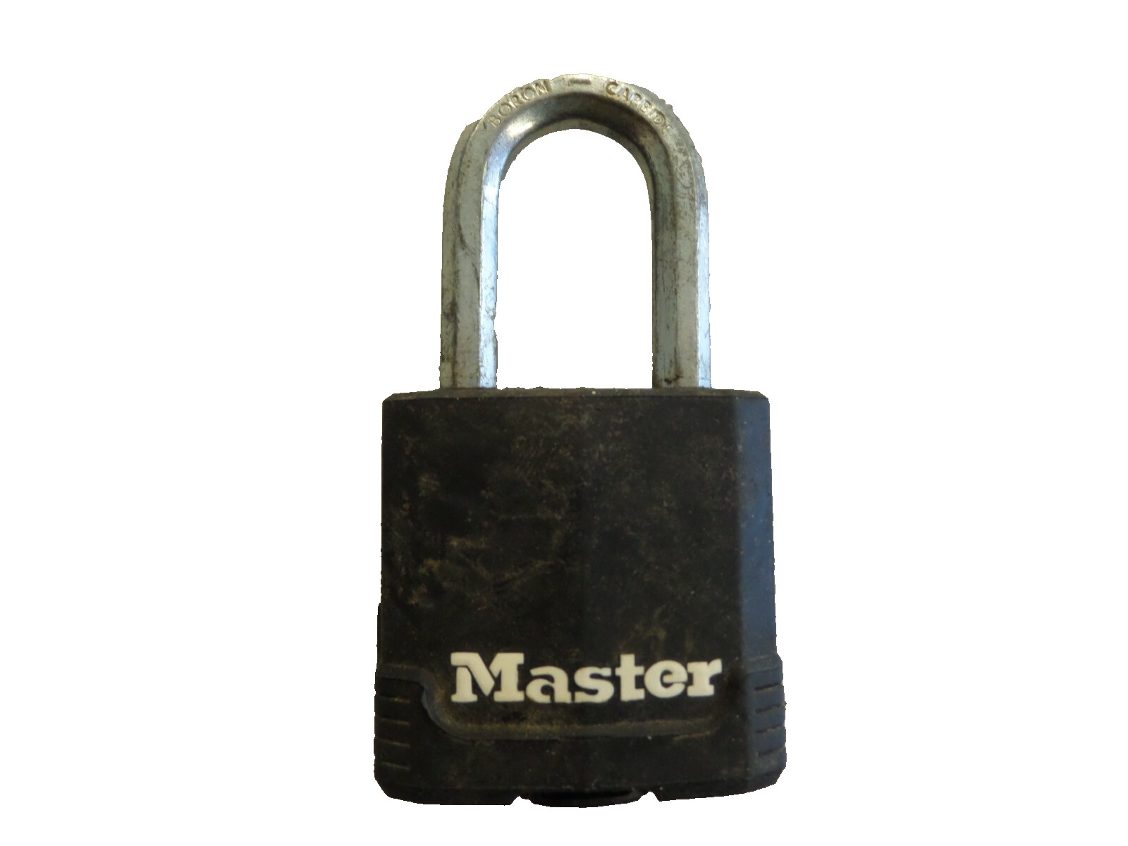 MASTER 1 3/4" WIDE WEATHER PROTECTED PADLOCK USED NO KEYS LOCKSPORT