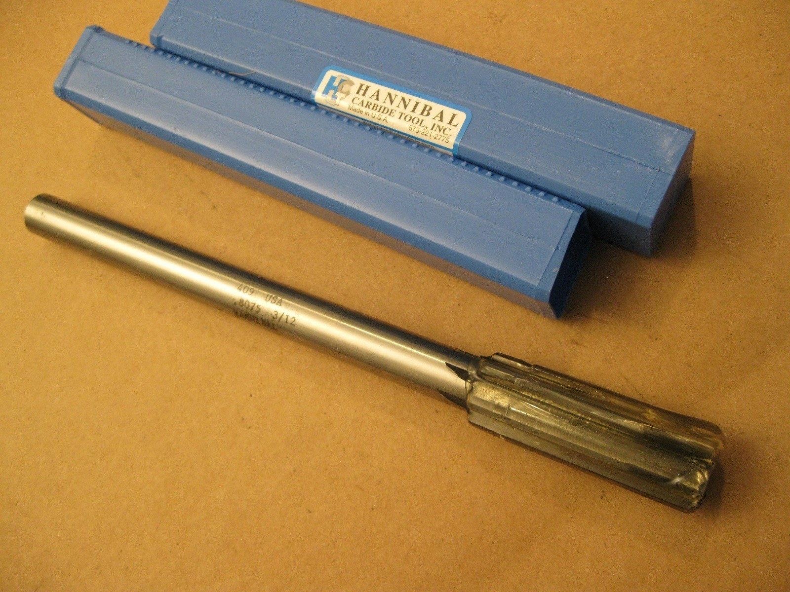 .8075" Carbide Tip Reamer,6 Flute, Hannibal Carbide