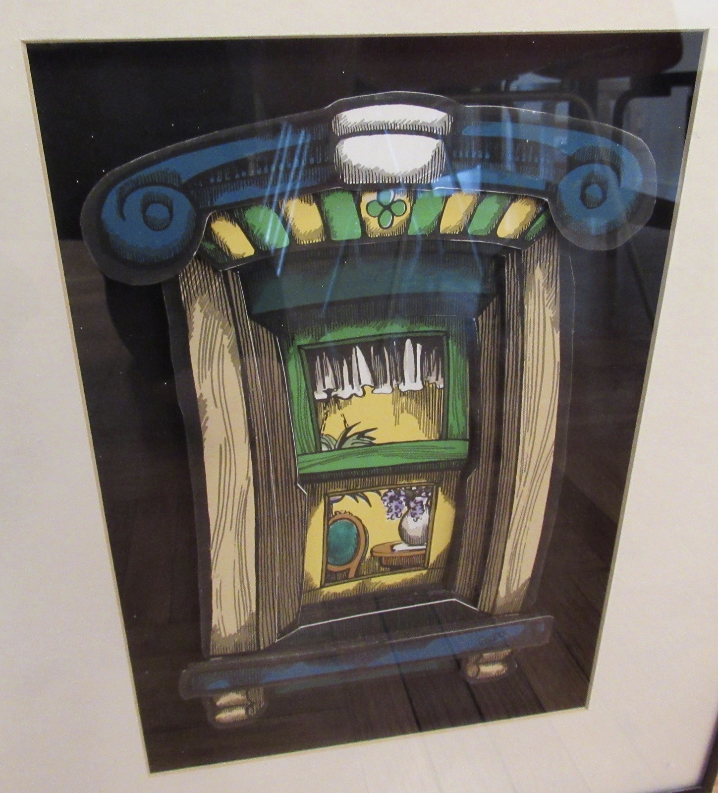 Framed three dimensional view out window signed Jaclyn Garlock 14x18 3D art