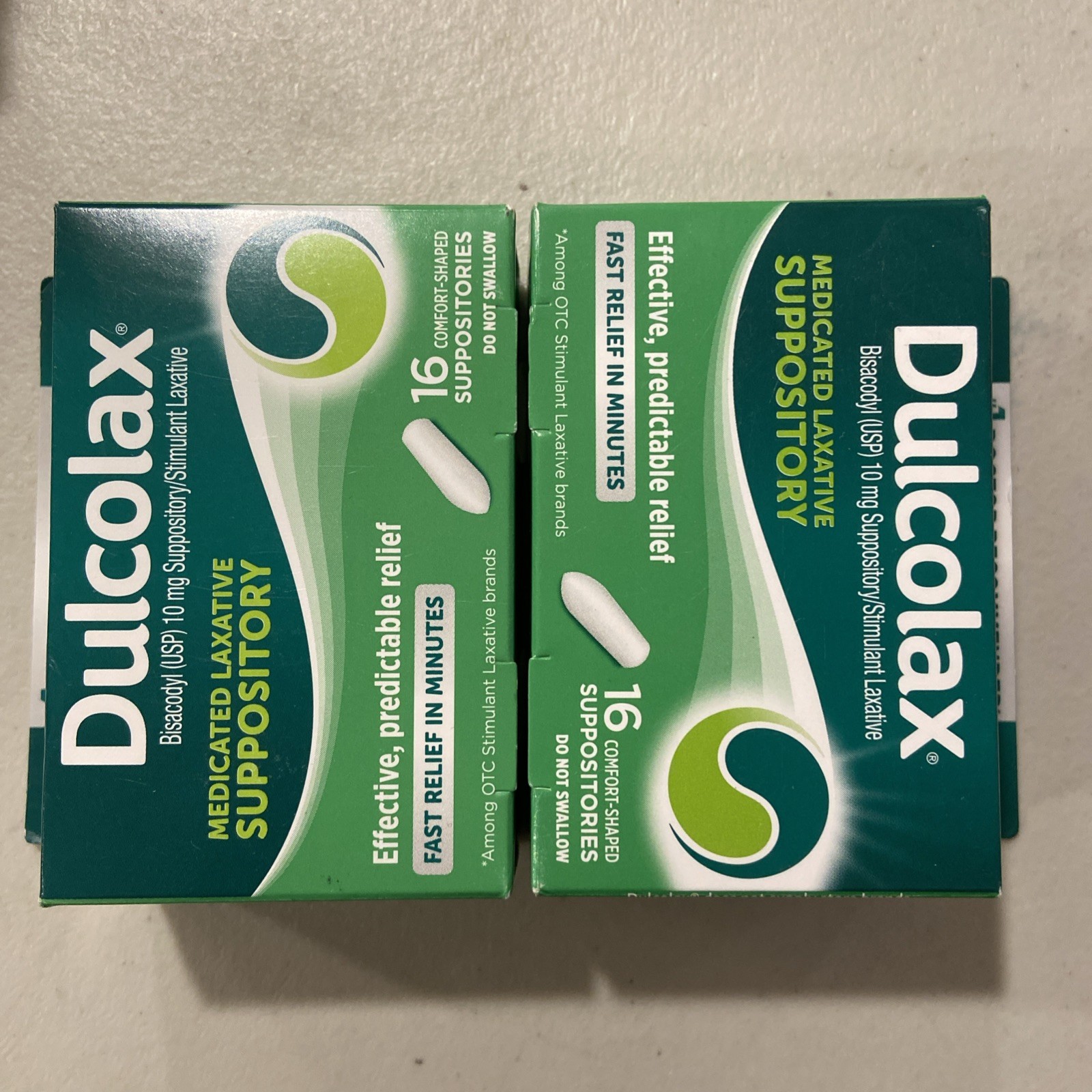 Dulcolax Medicated Laxative Suppositories - 16 Count LOT OF 2