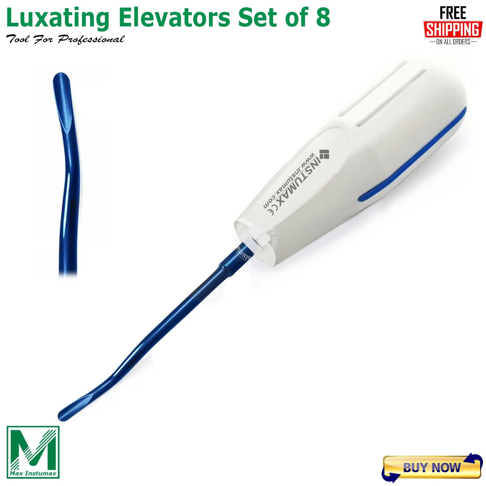 8Pcs Titanium Tip Dental Luxating Elevators Oral Surgery Extraction Luxation Set