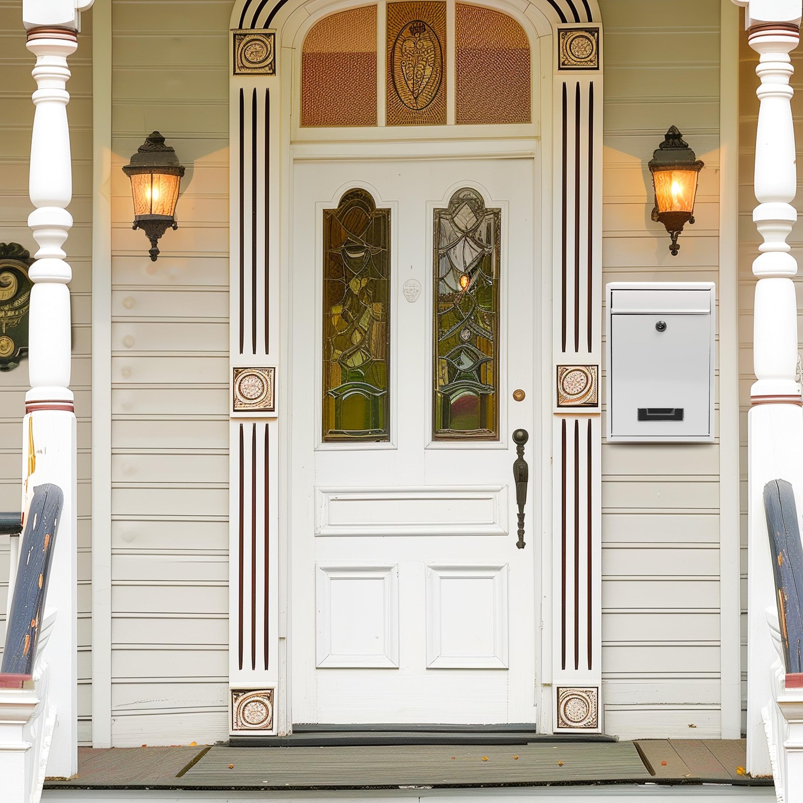 Wall Mount Mailbox, Mail Box with Key Lock, Dropbox with Slot for Envelope, O...