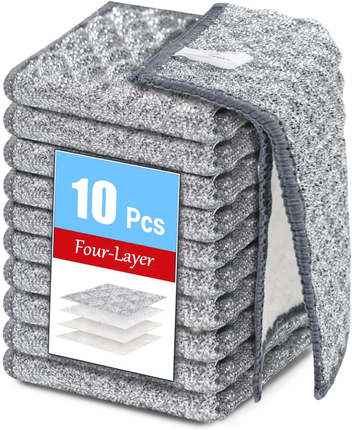 10 PCS Four-Layer Non-Scratch Multipurpose Steel Wire Dishcloths - Reusable Quic