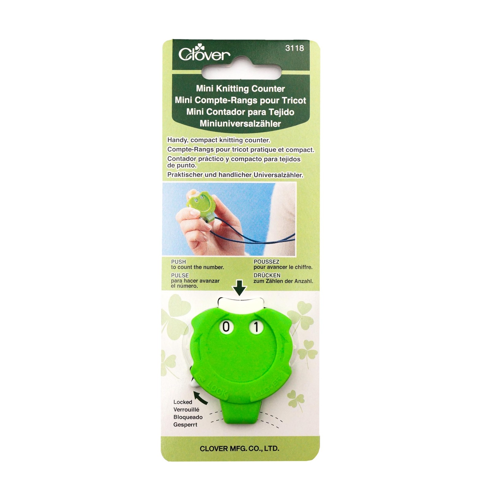 Clover Knitting Stitch Counter Mini Kacha-Kacha Green 1Â½" x 1?, Red
