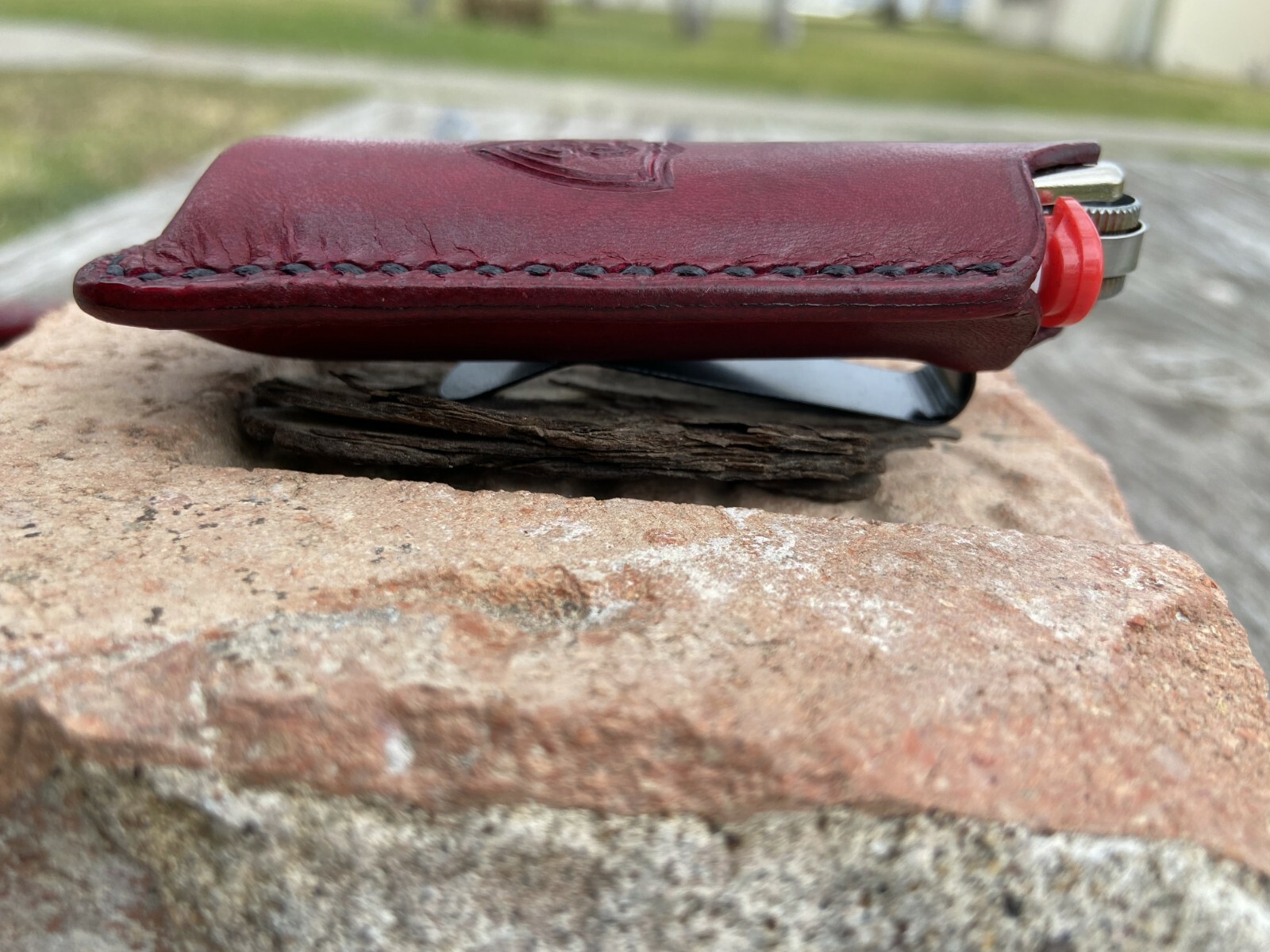 Black Leather BIC Lighter Case with Black Metal Belt Clip