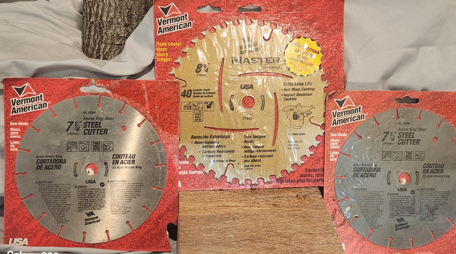 YEAR END SALE EVENT: SET OF 3-VERMONT AMERICAN STEEL 2  & WOOD 1 BLADES.
