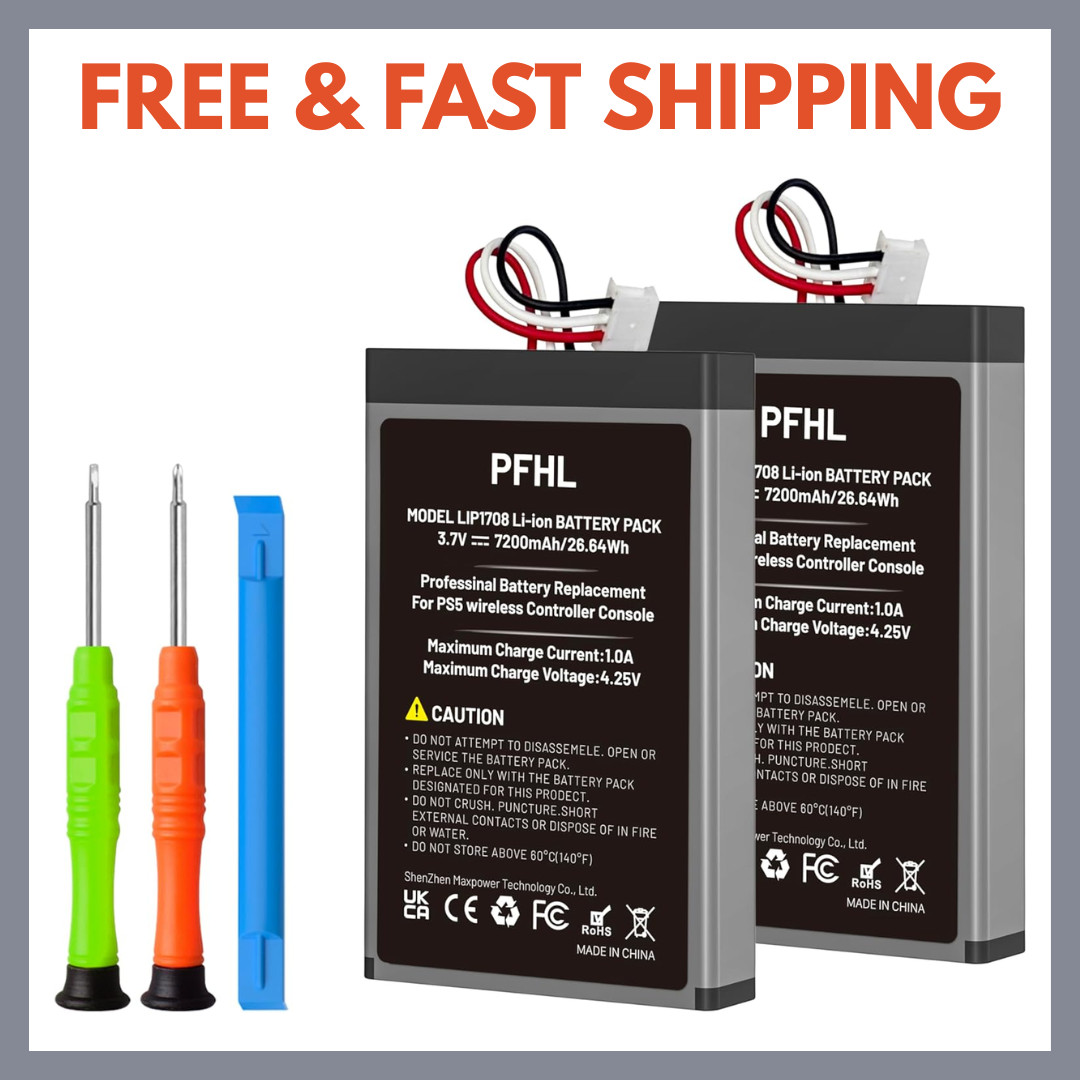 2 Pack 7200mAh LIP1708, PS5 Battery, (2026 New Upgrade) New 0 Cycle High