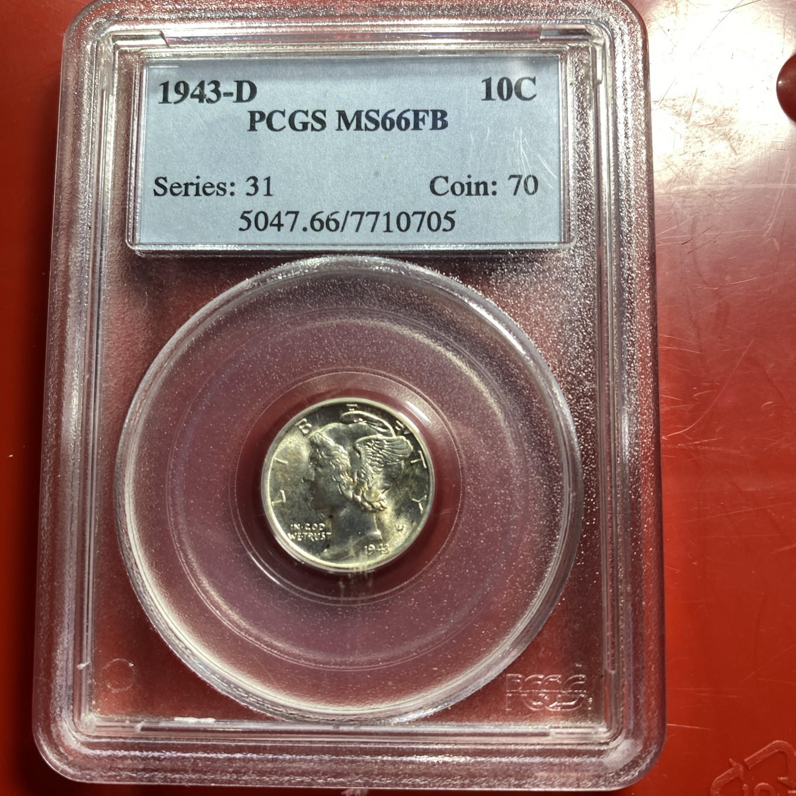 1943 D Mercury Dime PCGS MS66FB Full Bands