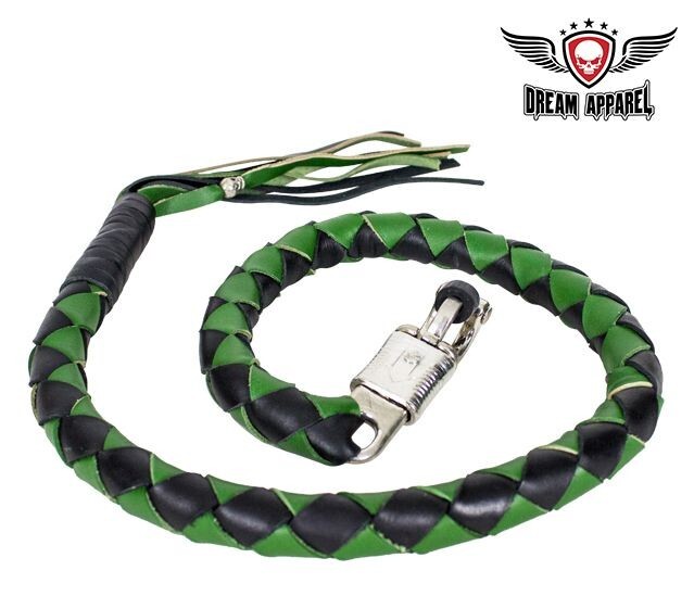 Premium 42 Leather Get Back Whip" In Long 3" for Motorcycle Handlebar Biker
