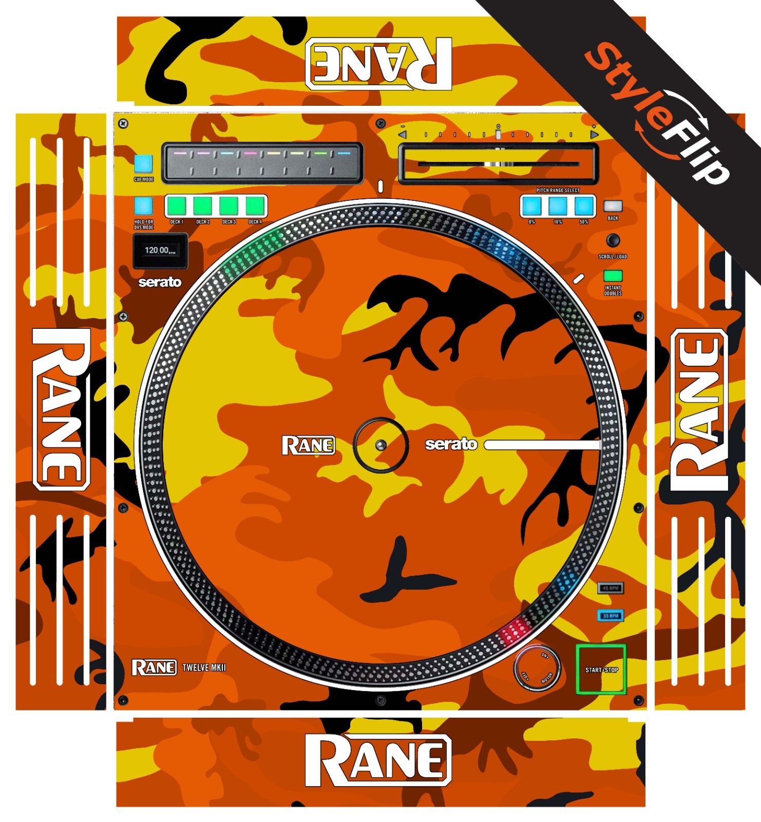 Rane TWELVE MKII Skin | Orange Camo | Protective Decal | StyleFlip Skins
