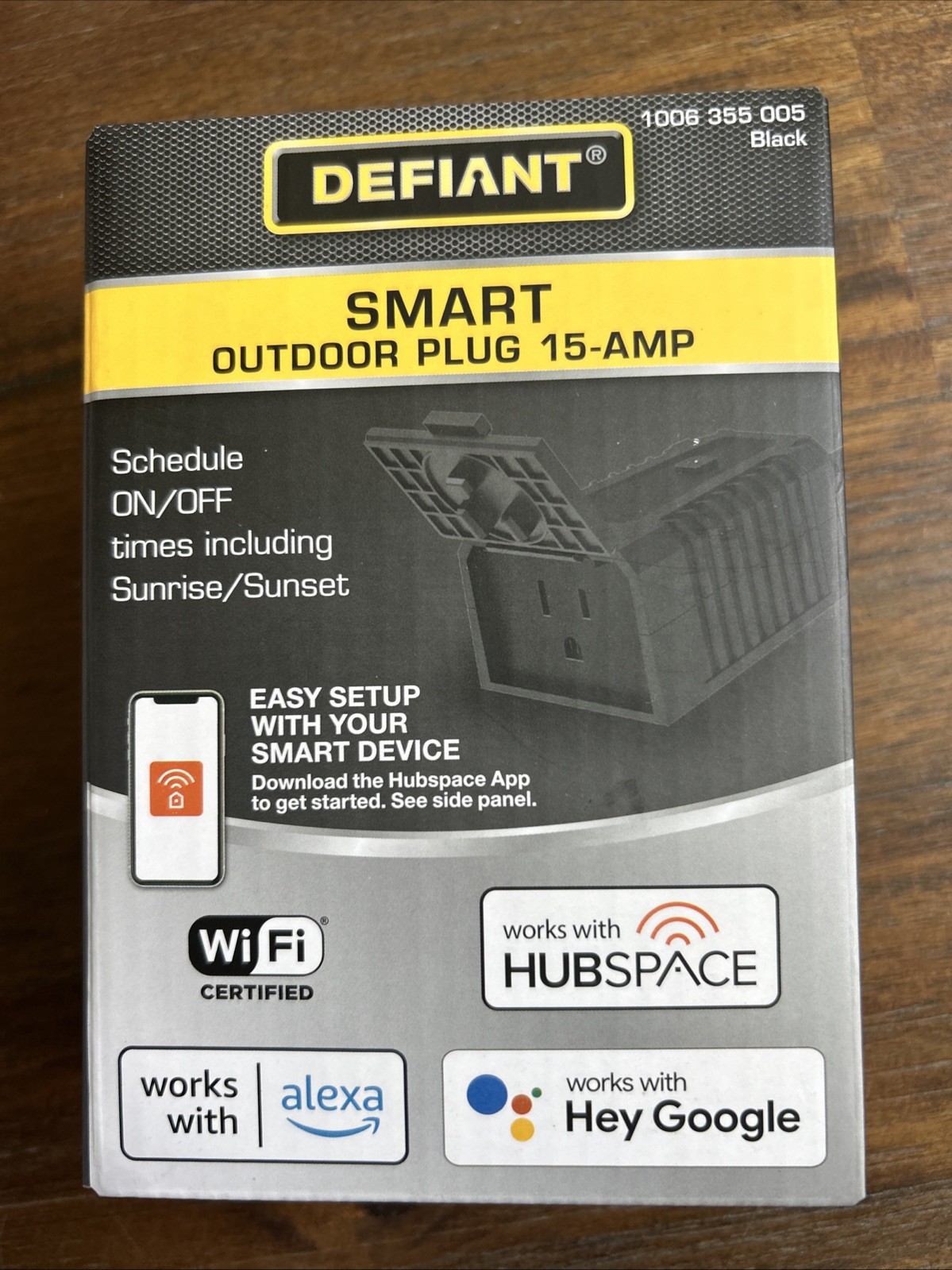 NEW IN BOX!!! Defiant Smart Outdoor Single Plug 15 Amp Wi Fi Bluetooth HubSpace