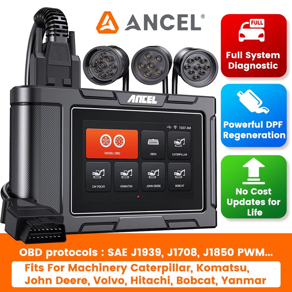 ANCEL Construction Machinery Full System Heavy Duty Truck Scanner Tool DPF Reset