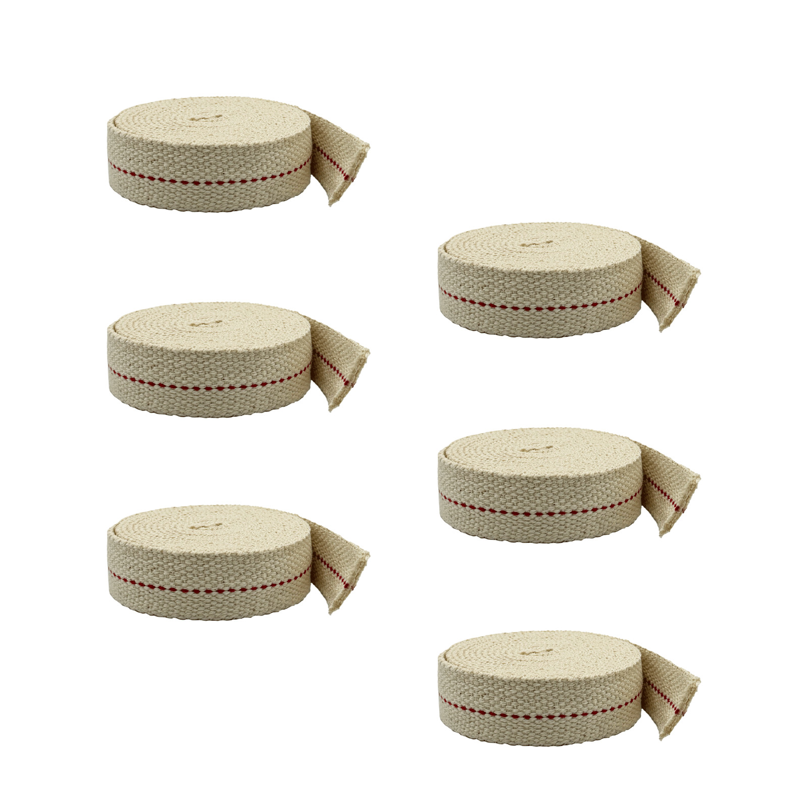 LOM - 7/8" Inch 6' Foot, 100% Cotton Flat Wick - 6 Pack, for Oil Lanterns