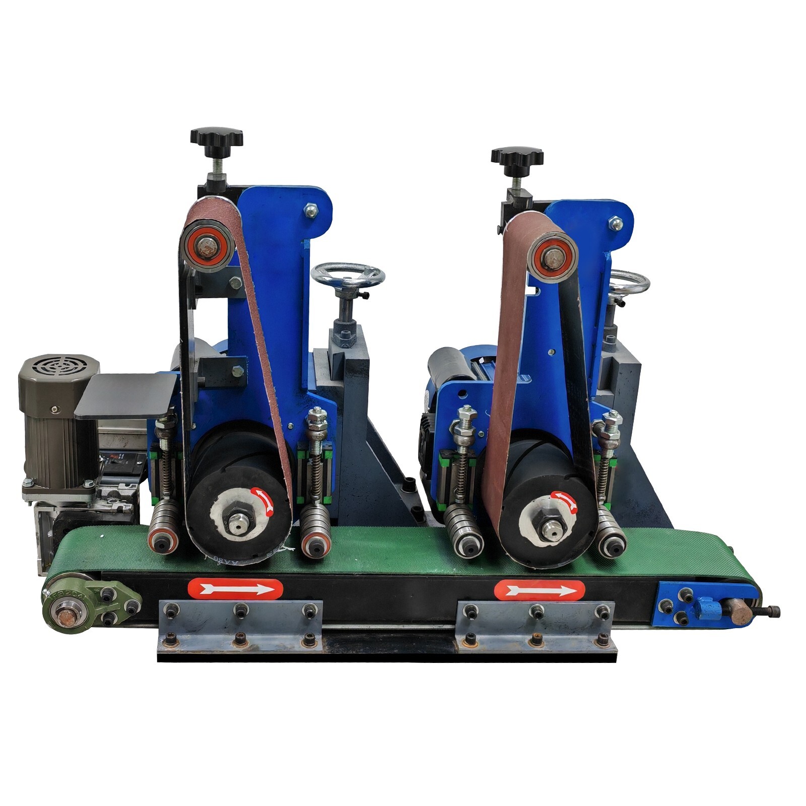 2Station Belt Sander220V Flat Rust Drawing Deburring Polishing Grinder Sharpener