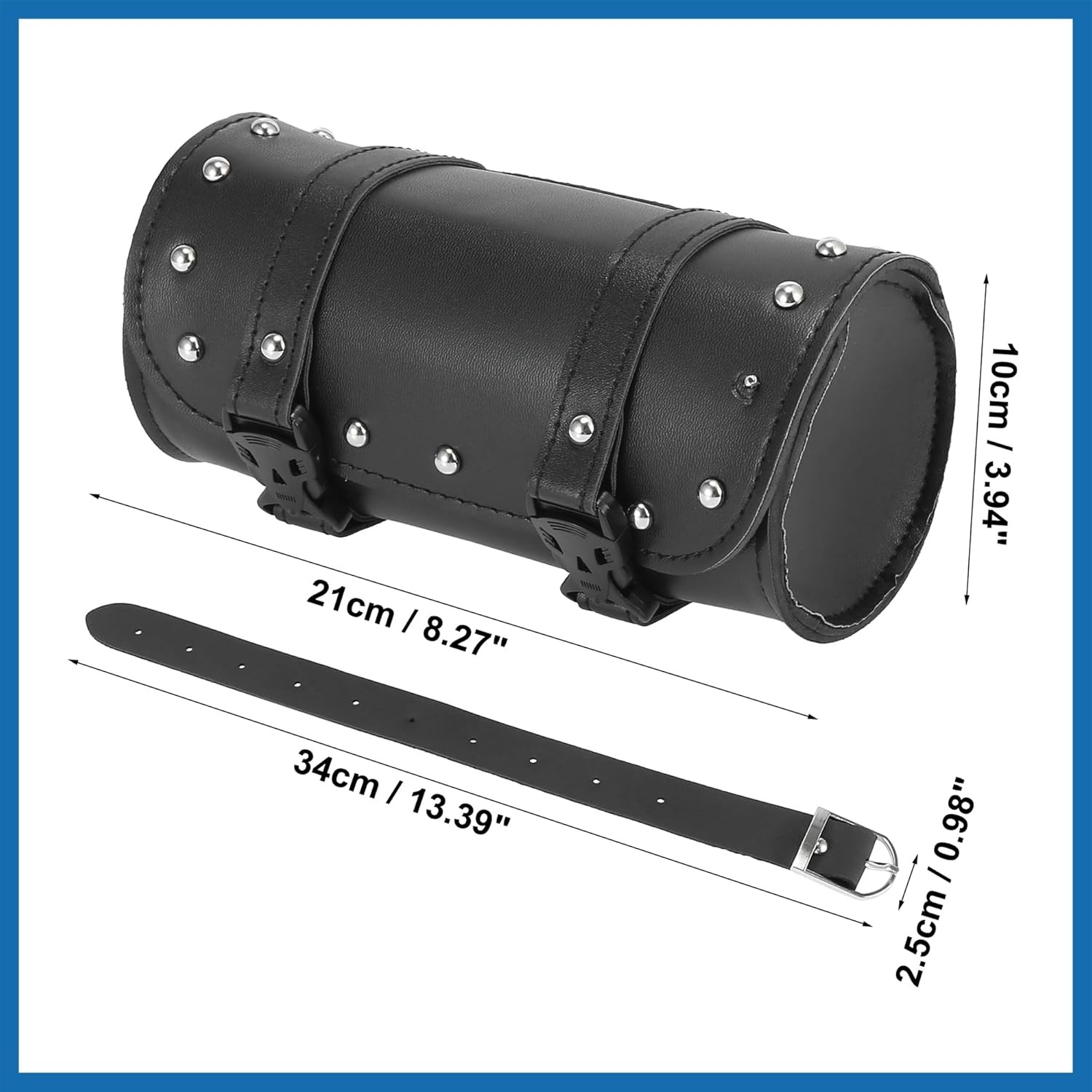 "Universal Motorcycle Fork & Handlebar Tool Bag, Waterproof Faux Leather - Black